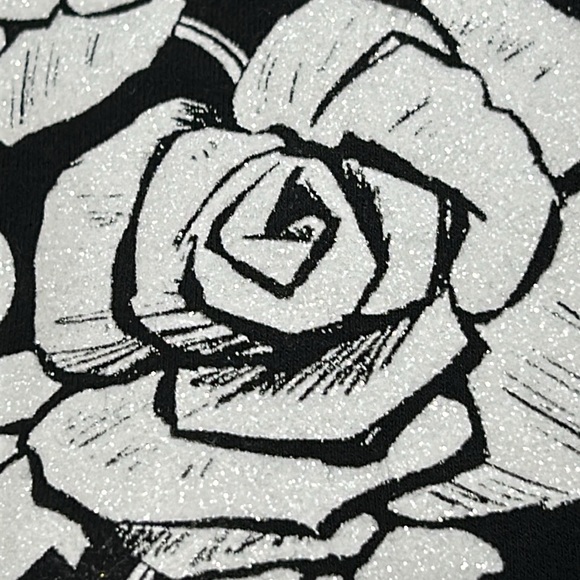 Justice Varsity jacket, black and white with glitter roses and birds. Girls 18. - Picture 7 of 14